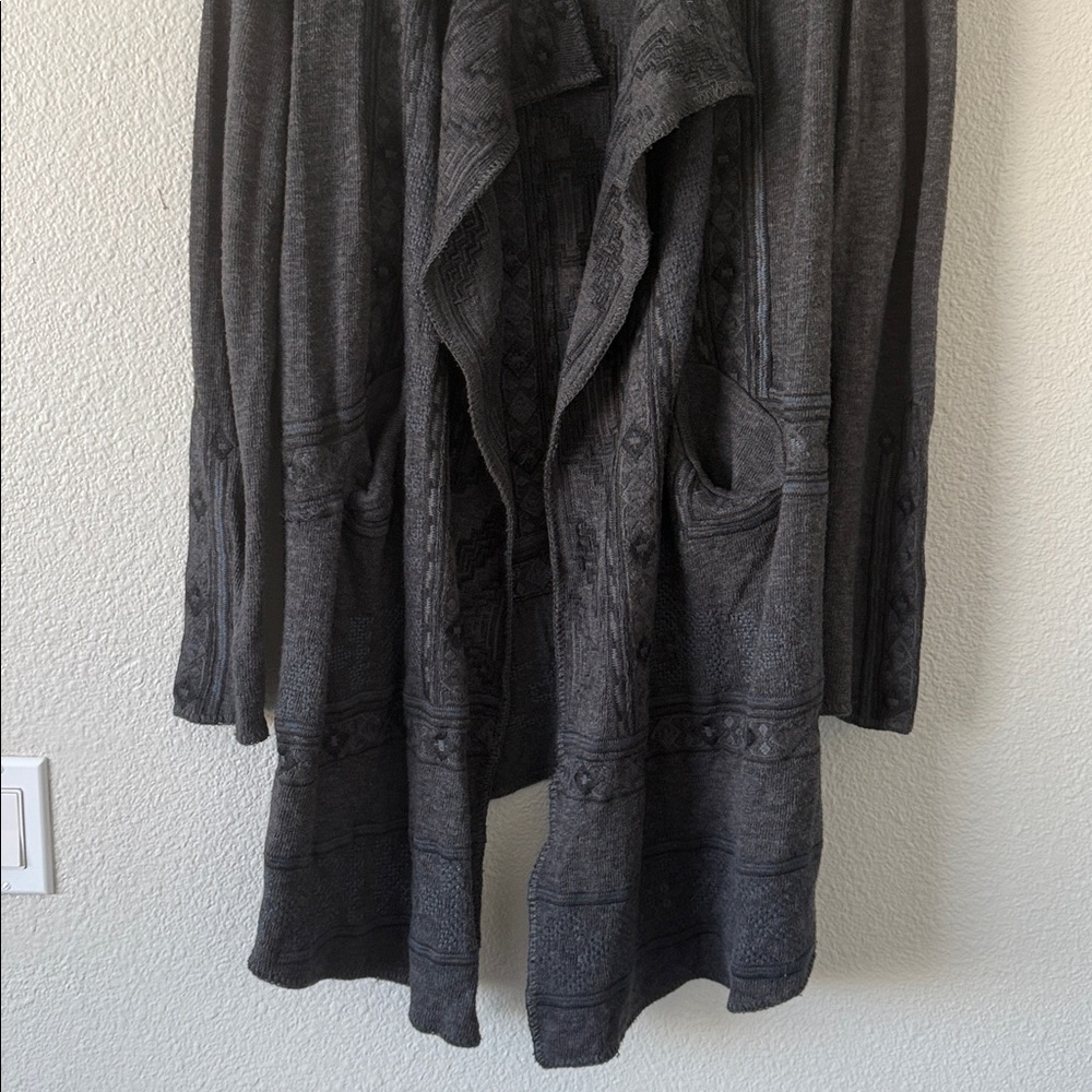 Johnny Was Biya Norns Haag Duster Gray Embroidered Aztec Native Cardigan M - Picture 4 of 16